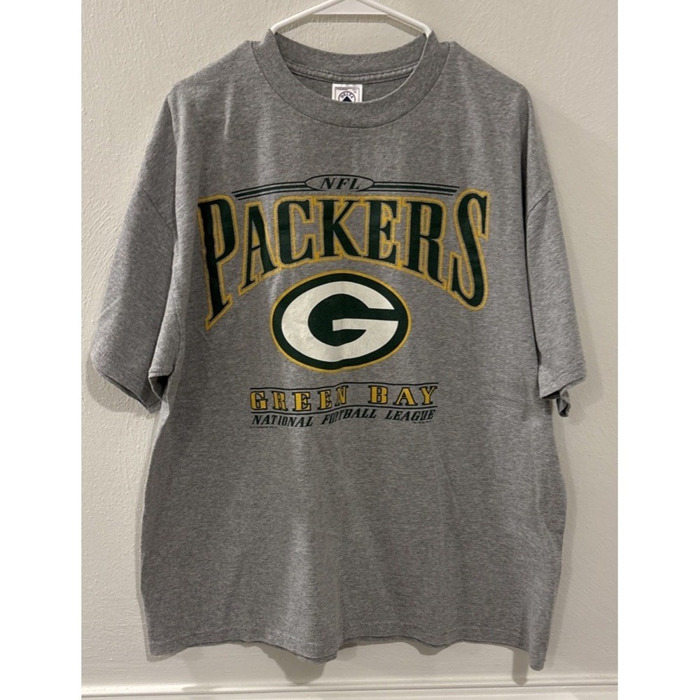 Green Bay Packers NFL T-Shirt Mens XL Gray Delta Pro Weight Vintage Style Logo T